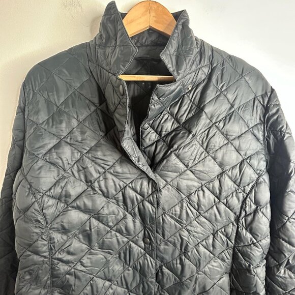 L.L.Bean Puffer Jacket Womens XL Black Quilted Snap Front Insulated Lightweight - Picture 2 of 9